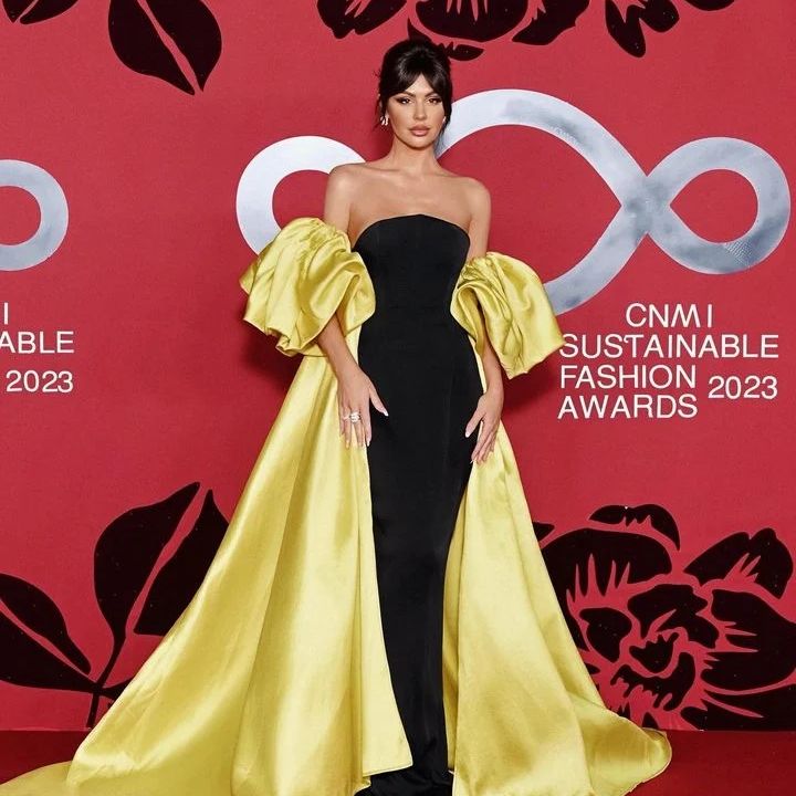 Beautiful @nimabenati poses in a fabulous cape by Lebanese fashion designer @saramrad 