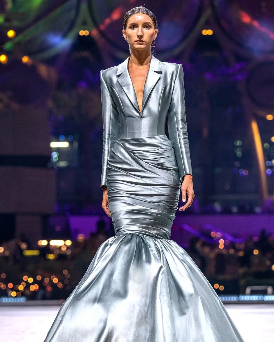 Maison Rami Kadi Exhibits a Sustainable Ocean-Themed Couture at Cop28 I Dubai.