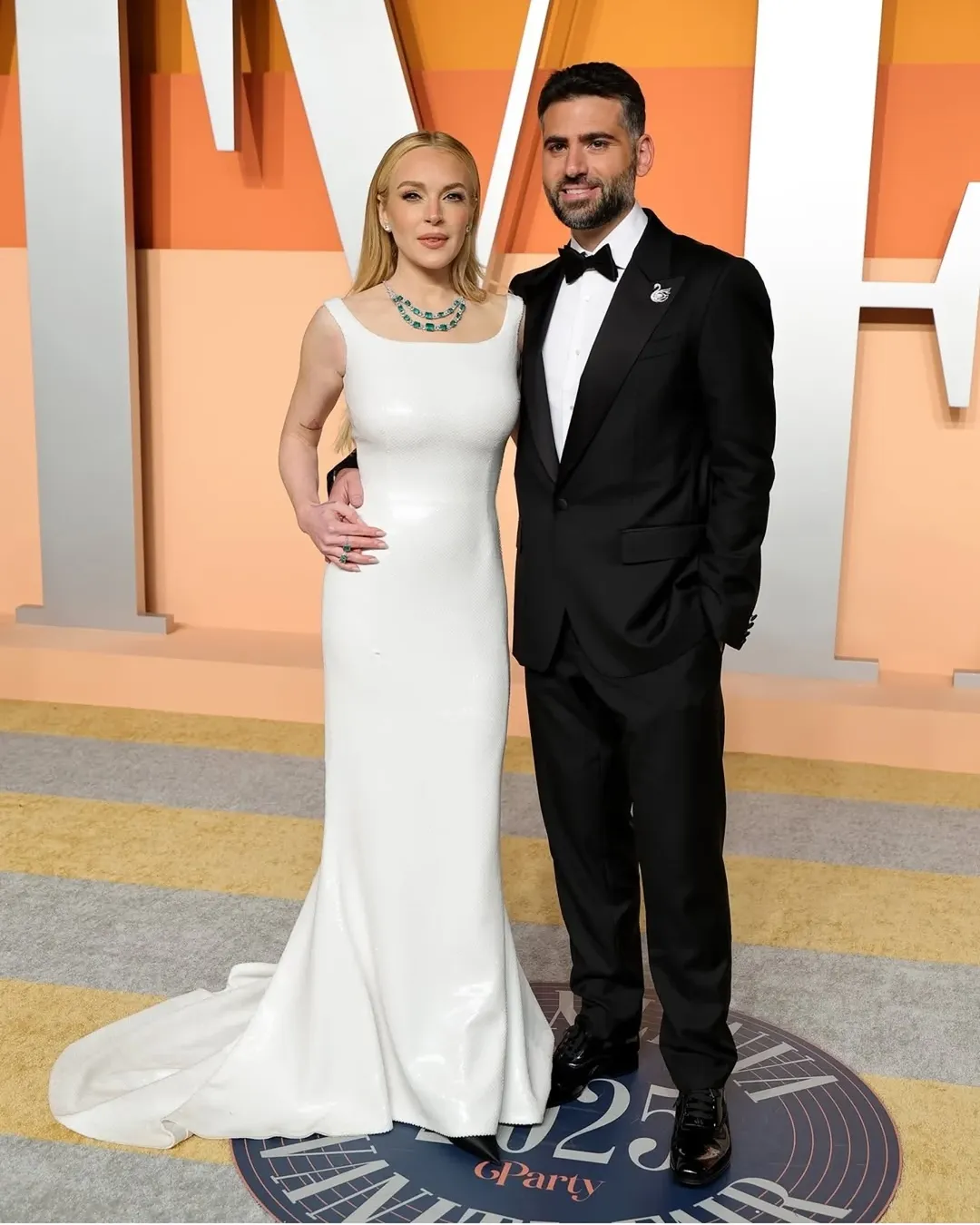 Lindsay Lohan and Bader Shammas served effortless elegance at the #OscarsVanityFairParty! 