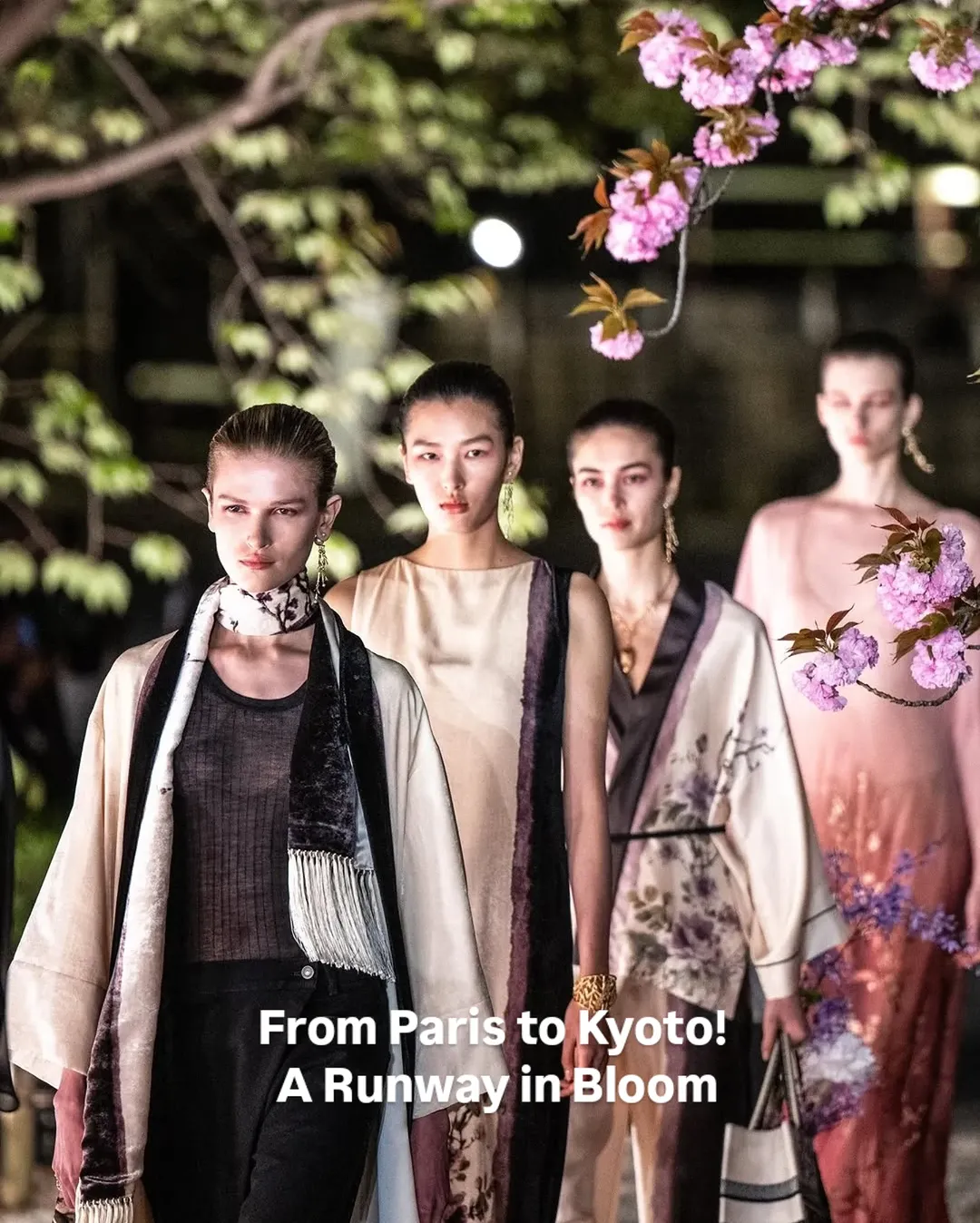 Dior’s Fall 2025 collection unfolded like a poetic ode to nature and heritage, presented in the heart of Japan — a country whose cultural reverence for flowers beautifully mirrors the house’s own long-standing floral fascination.